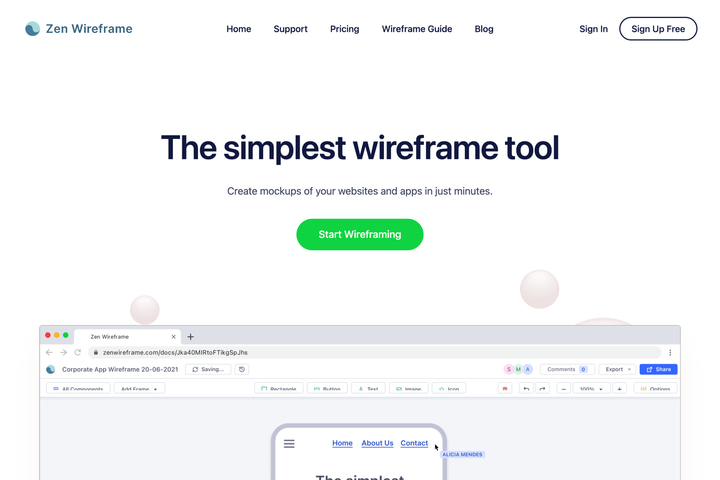 Zen Wireframe website preview